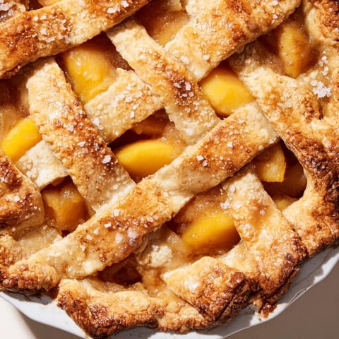 A slice of homemade Peach Pie shows off a tender, flaky crust and vibrant peach filling.