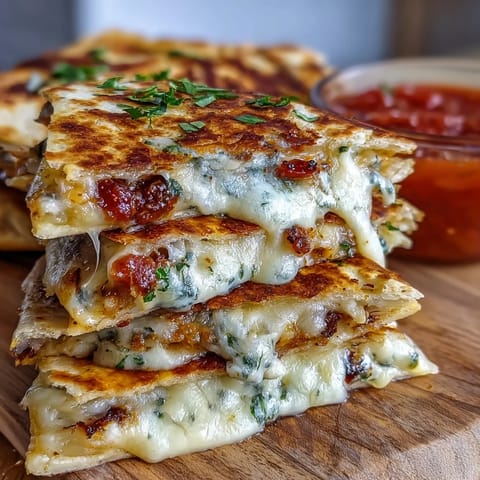 Golden mini quesadilla triangles filled with melted cheese and colorful bell peppers, served with a zesty tomato salsa for a fun, kid-friendly lunch.
