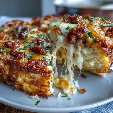 Hearty overnight breakfast casserole with sausage, potatoes, eggs, and melted cheese, ready to feed a hungry crowd.