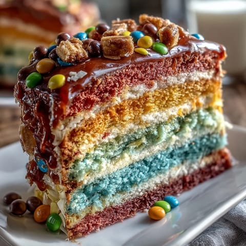 Vibrant Cinco de Mayo piñata cake with rainbow layers and candy surprise inside, perfect for festive celebrations.