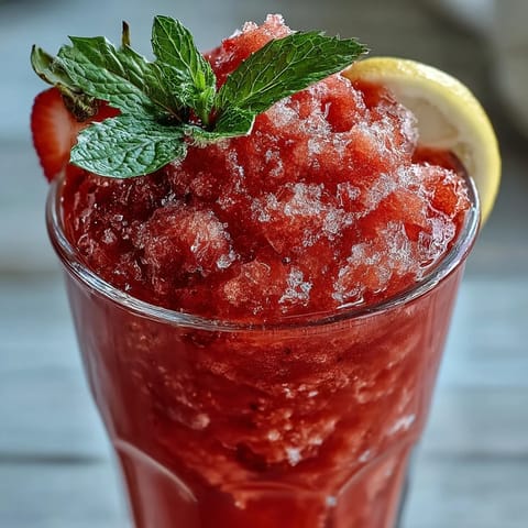Frozen Strawberry Lemonade Slushie, perfectly blended for frosty summer refreshment.