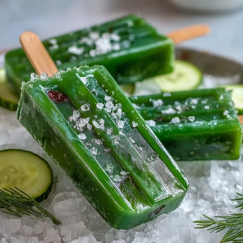 Viral TikTok Pickle Juice Popsicles, tangy and refreshing, a cool summer treat.