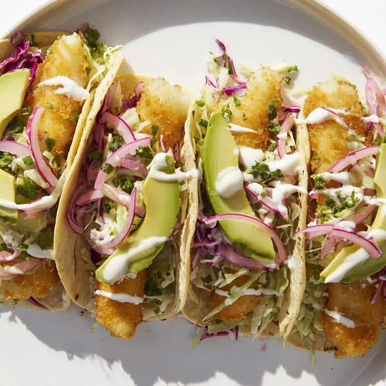 Savory baja fish tacos featuring fried fish and fresh vegetables, offering a delicious Mexican meal.