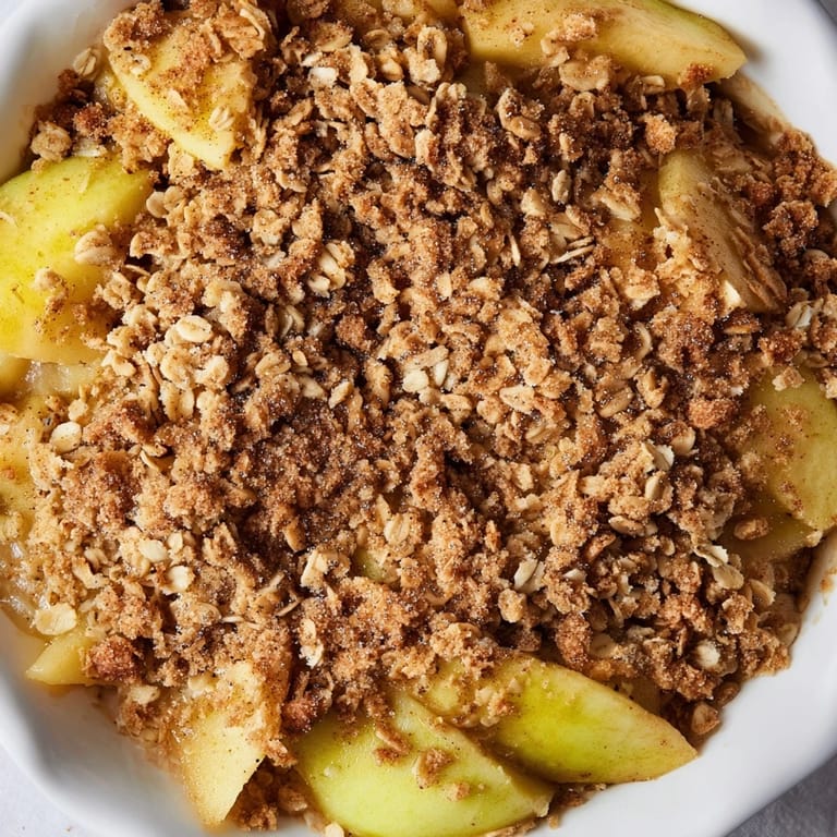 Warm Apple Crumble topped with golden, crispy crumble, ideal for a dessert everyone will enjoy.