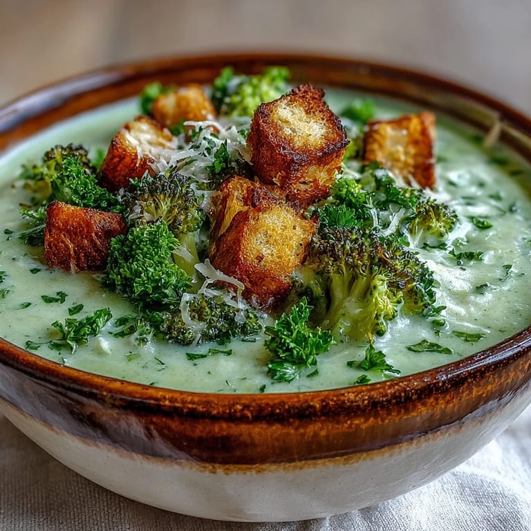 Spoon dipping into a warm bowl of Cauliflower and Broccoli Soup, revealing its velvety smooth texture and tender vegetable pieces.