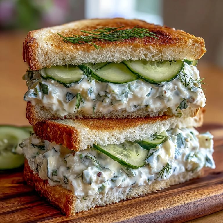 Creamy cucumber Benedictine spread on soft white bread, cut into dainty triangles, perfect for Derby parties and elegant afternoon tea gatherings.