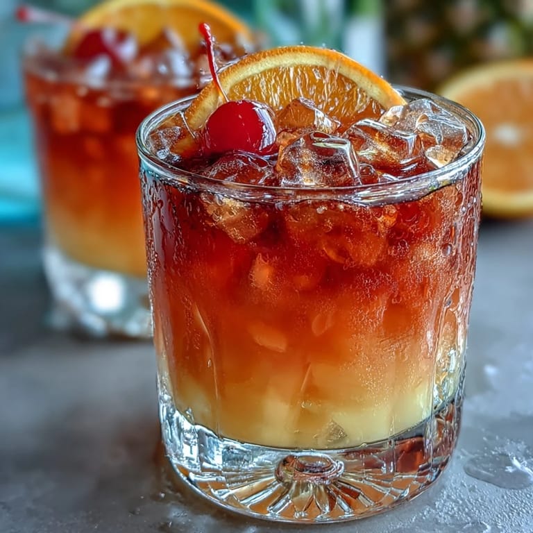 Refreshing non-alcoholic sunrise mocktail with grenadine syrup, orange, and pineapple juice, perfect for summer parties.
