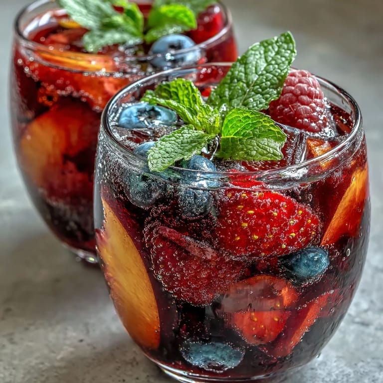 Chilled pitcher of alcohol-free summer sangria, brimming with fruit and bubbles.