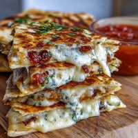 Golden mini quesadilla triangles filled with melted cheese and colorful bell peppers, served with a zesty tomato salsa for a fun, kid-friendly lunch.